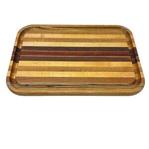 David Levy Inlaid Hardwood Cutting Board With Edge Trough‎